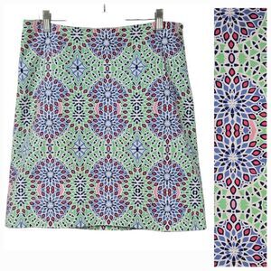 Talbots Kaleidoscope Print Skirt Colorful Geometric Woven Knee Length Career 6